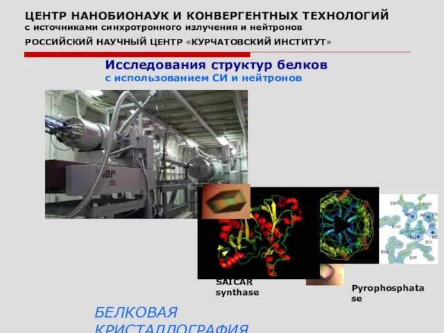 Исследования структур белков с использованием СИ и нейтронов БЕЛКОВАЯ КРИСТАЛЛОГРАФИЯ ЦЕНТР НАНОБИОНАУК