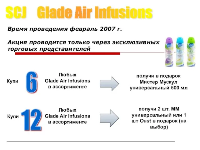 Купи Любых Glade Air Infusions в ассортименте 6 Купи 12 получи в