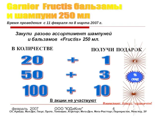 февраль 2007 ООО "ЮДиКом" В КОЛИЧЕСТВЕ 20 + 1 ПОЛУЧИ ПОДАРОК Внимание: