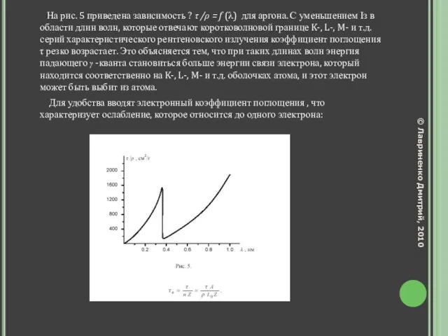 На рис. 5 приведена зависимость ? τ /ρ = f (λ) для