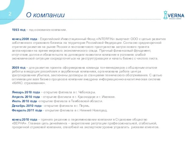 1993 год – год основания компании. конец 2008 года - Европейский Инвестиционный