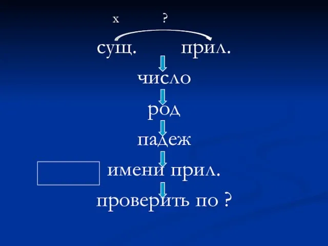 х ? сущ. прил. число род падеж имени прил. проверить по ?