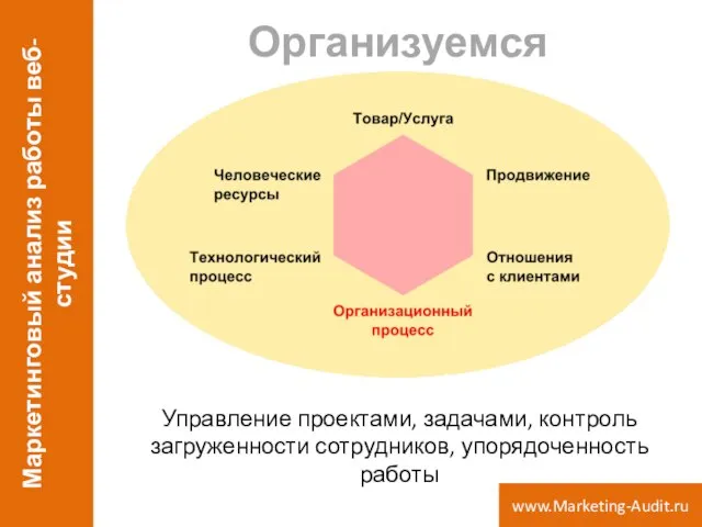 Организуемся Управление проектами, задачами, контроль загруженности сотрудников, упорядоченность работы Маркетинговый анализ работы веб-студии www.Marketing-Audit.ru