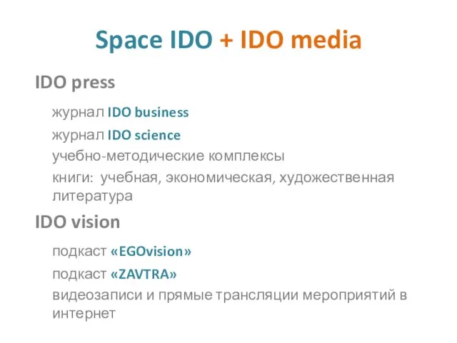 Space IDO + IDO media IDO press журнал IDO business журнал IDO