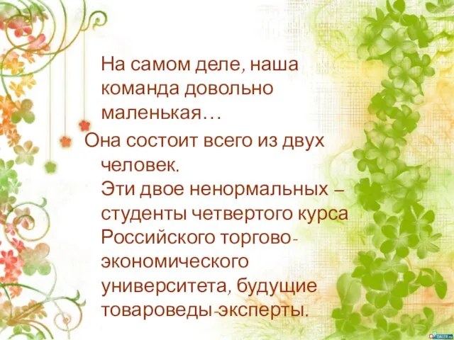 На самом деле, наша команда довольно маленькая… Она состоит всего из двух