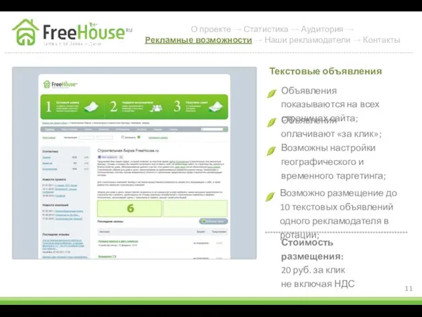 Объявления показываются на всех страницах сайта; Текстовые объявления Объявления оплачивают «за клик»;