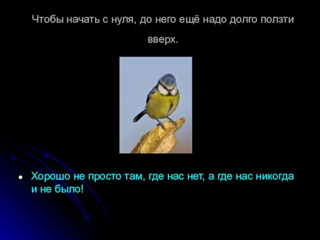 Чтобы начать с нуля, до него ещё надо долго ползти вверх. Хорошо