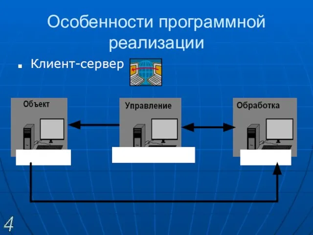Особенности программной реализации Клиент-сервер 4 Клиент Клиент-Сервер Сервер