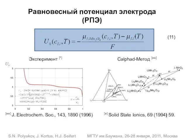 S.N. Polyakov, J. Kortus, H.J. Seifert МГТУ им.Баумана, 26-28 января, 2011, Москва