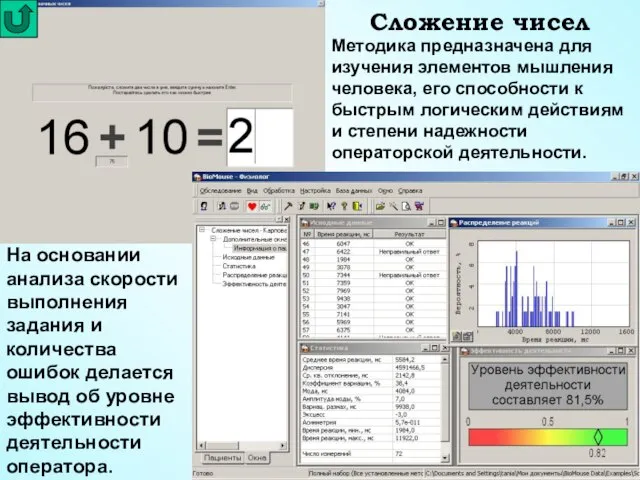 Сложение чисел Методика предназначена для изучения элементов мышления человека, его способности к