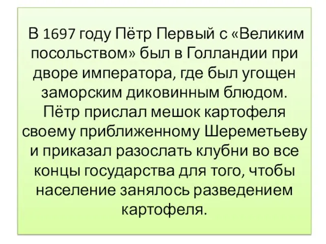 В 1697 году Пётр Первый с «Великим посольством» был в Голландии при