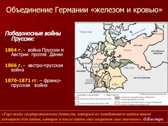 Объединение Германии «железом и кровью» Победоносные войны Пруссии: 1864 г. - война