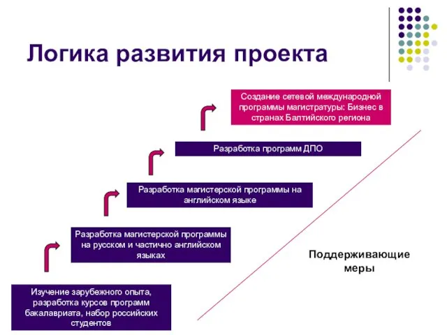 Логика развития проекта Изучение зарубежного опыта, разработка курсов программ бакалавриата, набор российских