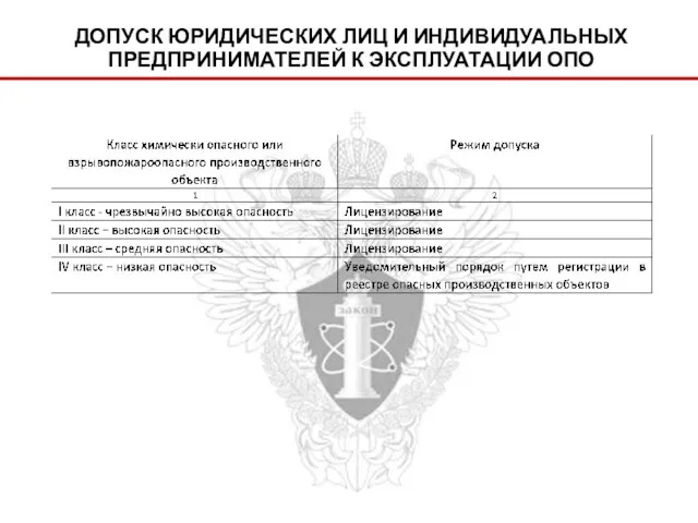 ДОПУСК ЮРИДИЧЕСКИХ ЛИЦ И ИНДИВИДУАЛЬНЫХ ПРЕДПРИНИМАТЕЛЕЙ К ЭКСПЛУАТАЦИИ ОПО