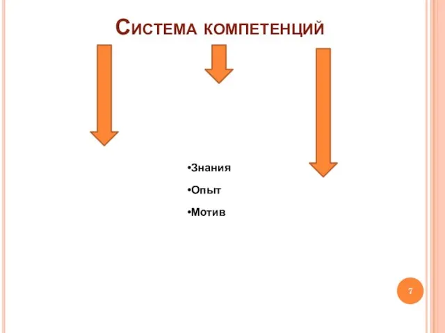 Система компетенций Знания Опыт Мотив