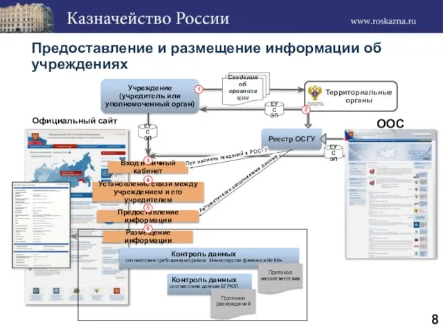 Предоставление и размещение информации об учреждениях Территориальные органы Сведения об организации ЕУС