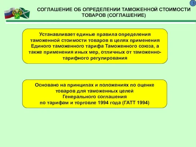 СОГЛАШЕНИЕ ОБ ОПРЕДЕЛЕНИИ ТАМОЖЕННОЙ СТОИМОСТИ ТОВАРОВ (СОГЛАШЕНИЕ) 3 Устанавливает единые правила определения