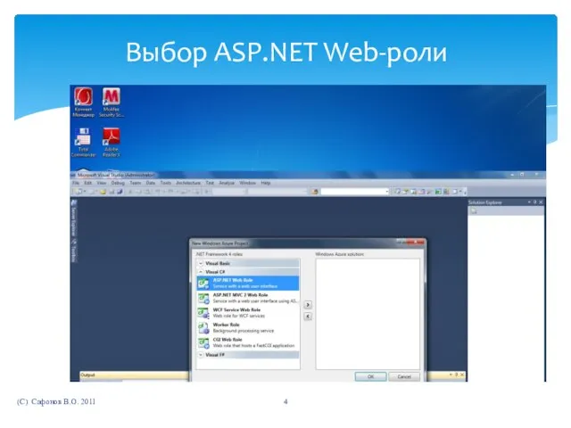 (C) Сафонов В.О. 2011 Выбор ASP.NET Web-роли