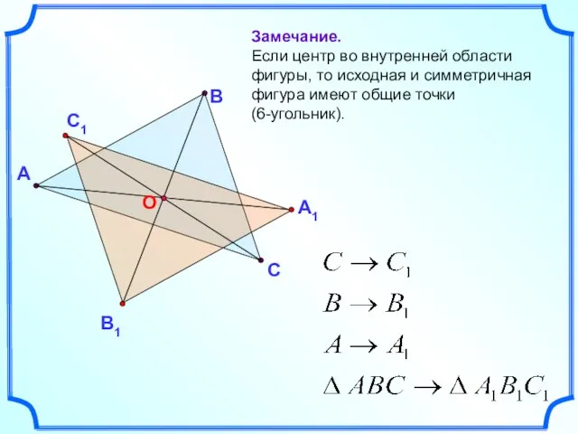 А В С Замечание. Если центр во внутренней области фигуры, то исходная