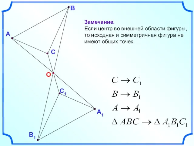 О А В В1 С С1 А1 Замечание. Если центр во внешней
