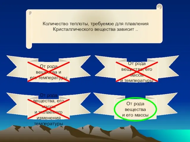 Количество теплоты, требуемое для плавления Кристаллического вещества зависит .. От рода вещества