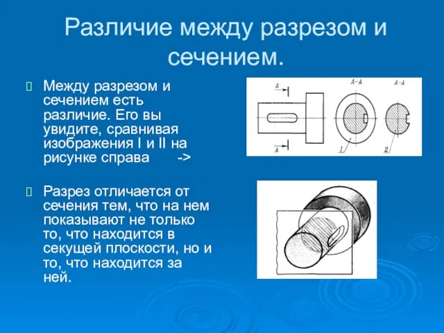 Различие между разрезом и сечением. Между разрезом и сечением есть различие. Его