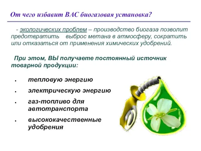 От чего избавит ВАС биогазовая установка? - экологических проблем – производство биогаза