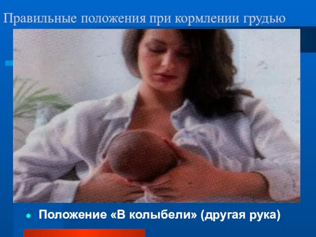Правильные положения при кормлении грудью Положение «В колыбели» (другая рука)