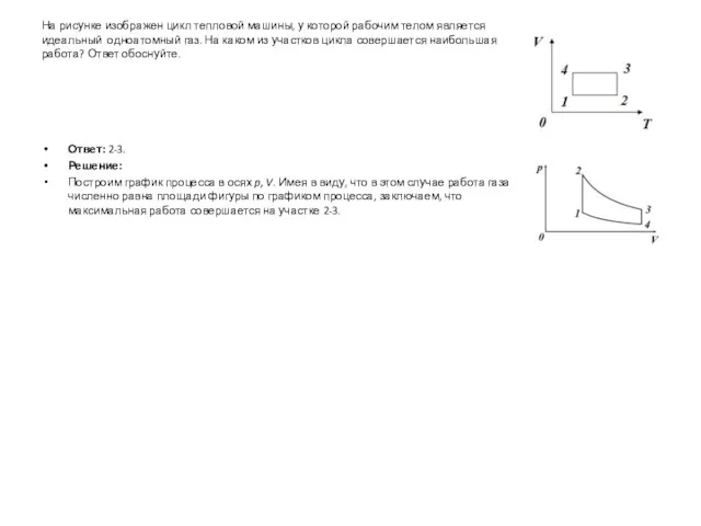 На рисунке изображен цикл тепловой машины, у которой рабочим телом является идеальный