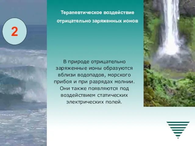 В природе отрицательно заряженные ионы образуются вблизи водопадов, морского прибоя и при