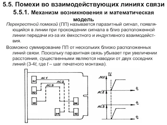 5.5. Помехи во взаимодействующих линиях связи 5.5.1. Механизм возникновения и математическая модель