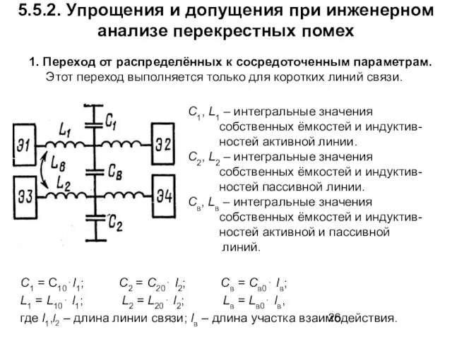 5.5.2. Упрощения и допущения при инженерном анализе перекрестных помех 1. Переход от