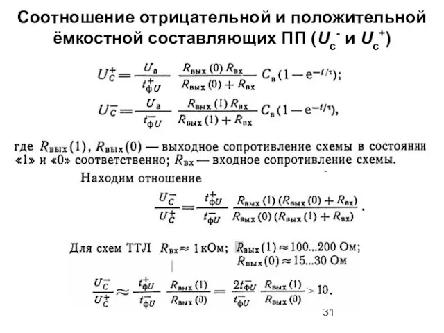 Соотношение отрицательной и положительной ёмкостной составляющих ПП (Uc- и Uc+)