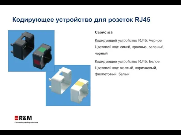 Кодирующее устройство для розеток RJ45 Свойства Кодирующей устройство RJ45: Черное Цветовой код: