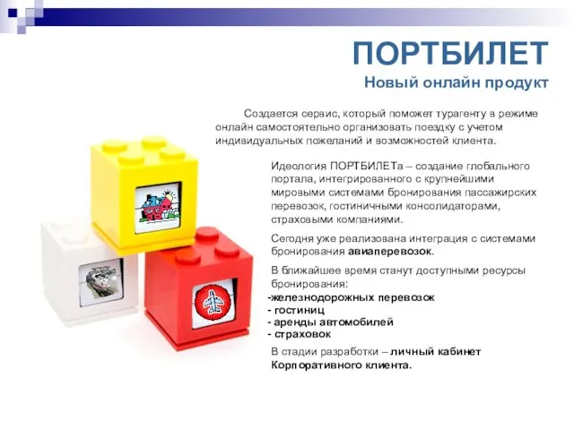 ПОРТБИЛЕТ Новый онлайн продукт Создается сервис, который поможет турагенту в режиме онлайн