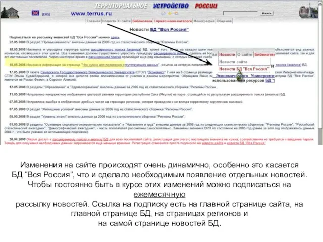 Изменения на сайте происходят очень динамично, особенно это касается БД “Вся Россия”,