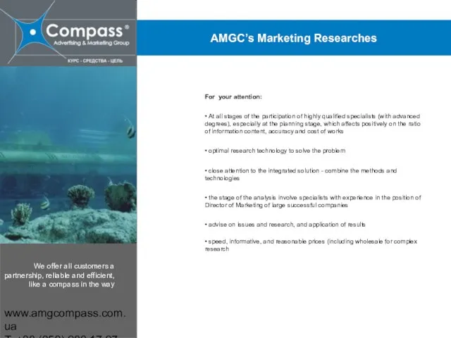 www.amgcompass.com.ua T: +38 (050) 980 17 97 AMGC’s Marketing Researches For your
