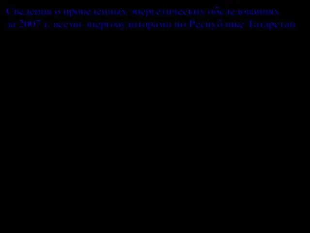 Сведения о проведенных энергетических обследованиях за 2007 г. всеми энергоаудиторами по Республике Татарстан Слайд №3.