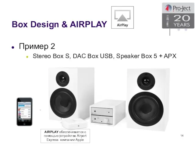 Box Design & AIRPLAY Пример 2 Stereo Box S, DAC Box USB,