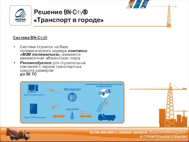 Система BN-City® Система строится на базе телематического сервера компании «М2М телематика», взимается