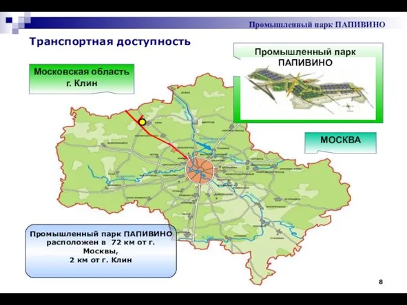 Московская область г. Клин Промышленный парк ПАПИВИНО МОСКВА Промышленный парк ПАПИВИНО Транспортная