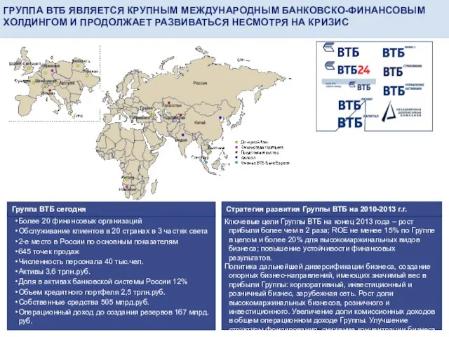 ГРУППА ВТБ ЯВЛЯЕТСЯ КРУПНЫМ МЕЖДУНАРОДНЫМ БАНКОВСКО-ФИНАНСОВЫМ ХОЛДИНГОМ И ПРОДОЛЖАЕТ РАЗВИВАТЬСЯ НЕСМОТРЯ НА