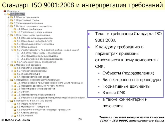 Стандарт ISO 9001:2008 и интерпретация требований Текст и требования Стандарта ISO 9001:2008.