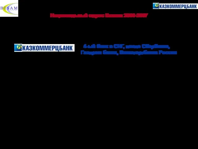 Национальный опрос Казком 2006-2007 4-ый банк в СНГ, после Сбербанка, Газпром банка,
