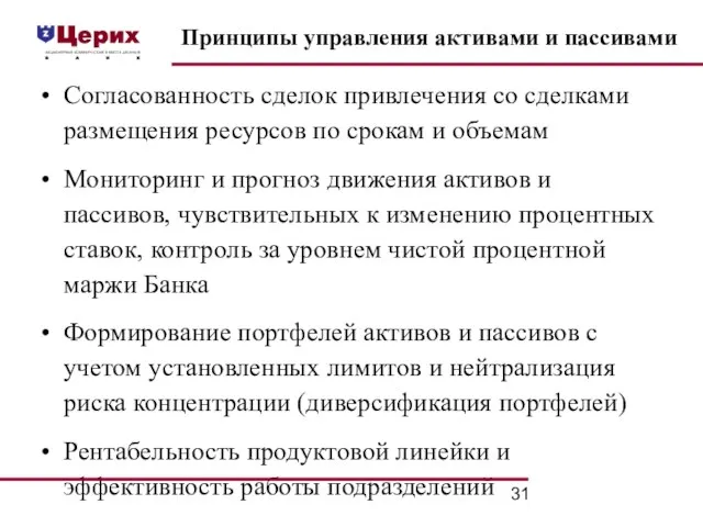 Согласованность сделок привлечения со сделками размещения ресурсов по срокам и объемам Мониторинг