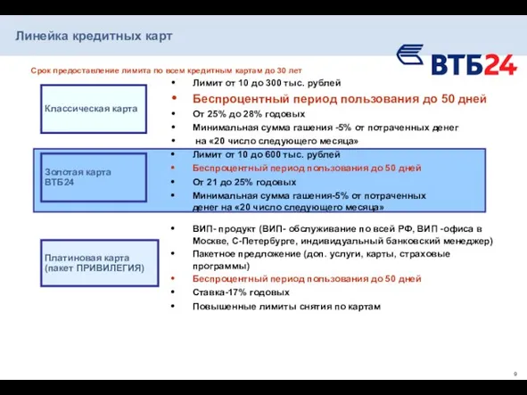 Линейка кредитных карт Платиновая карта (пакет ПРИВИЛЕГИЯ) ВИП- продукт (ВИП- обслуживание по