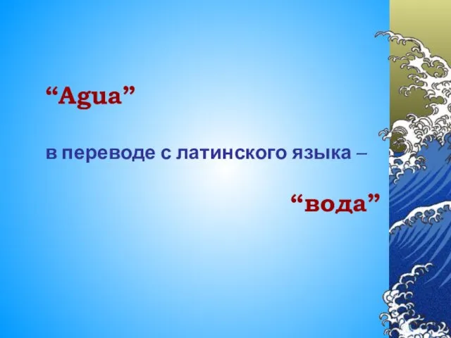“Agua” в переводе с латинского языка – “вода”