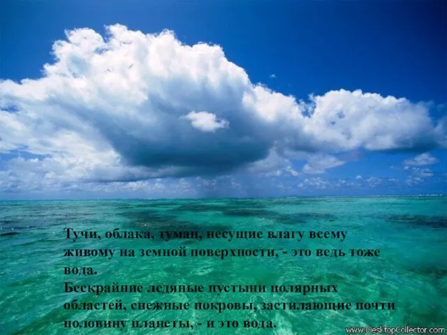 Тучи, облака, туман, несущие влагу всему живому на земной поверхности, - это