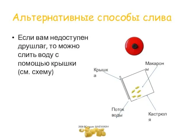 Альтернативные способы слива Если вам недоступен друшлаг, то можно слить воду с