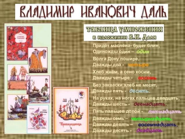 На руках, на ногах пальцев двадцать, Дважды шесть - Волга Дону пошире,